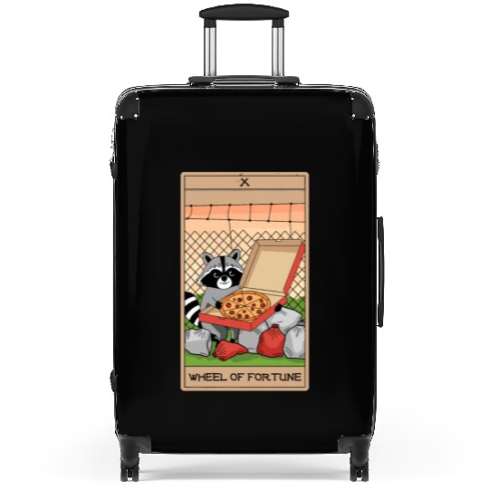 Wheel of Fortune Raccoons Tarot Card Suitcases