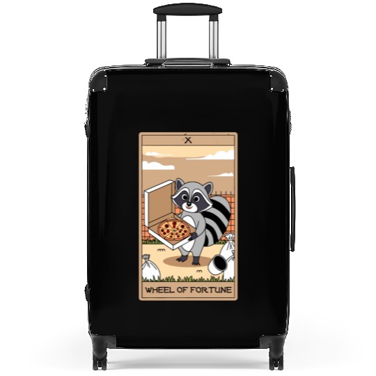 Wheel of Fortune Raccoons Tarot Card Suitcases