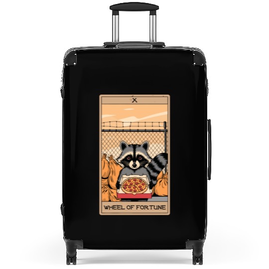 Wheel of Fortune Raccoons Tarot Card Suitcases