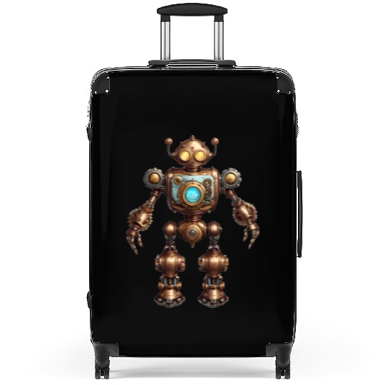 A sturdy steampunk robot Suitcases