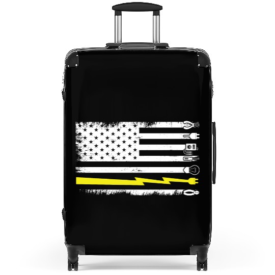Electrician Electrical Engineer Lineman US Flag Suitcases