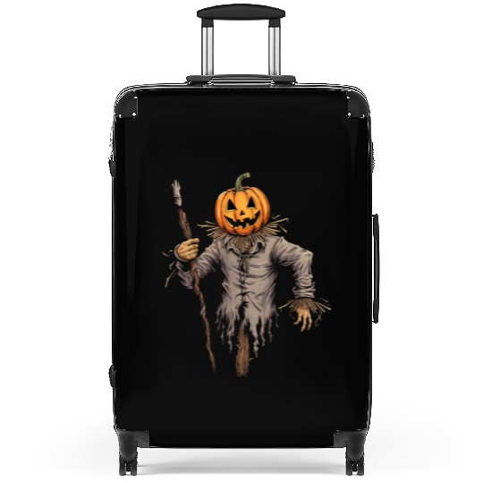 Spooky Halloween Scarecrow Suitcases