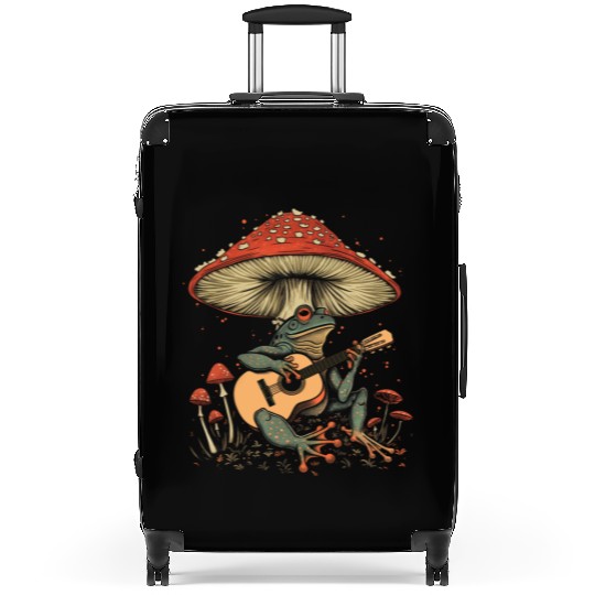 Cottagecore Aesthetic Frog Guitar Mushroom Goblinc Suitcases