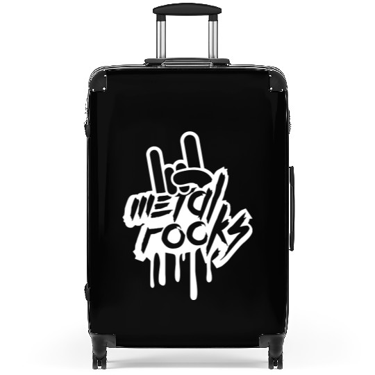 Heavy metal rocks graffiti spray drop hand gesture Suitcases