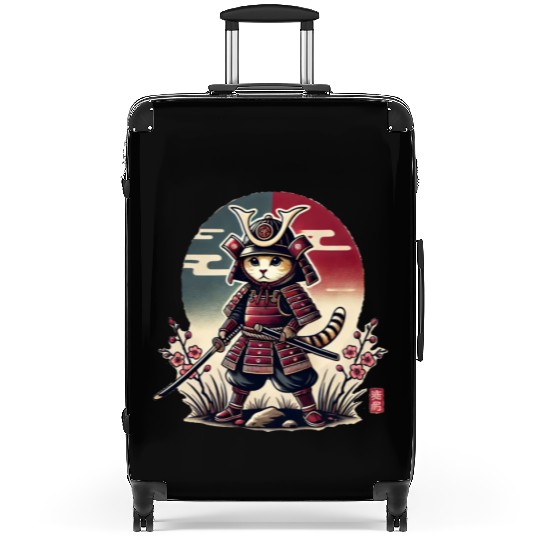 Samurai Cat: Vintage Ukiyo-e Warrior Art Suitcases