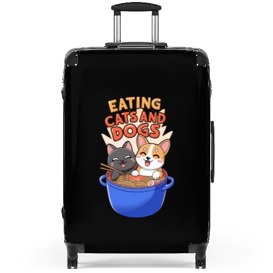 Funny eat Cat and Dog in Ramen political Suitcases