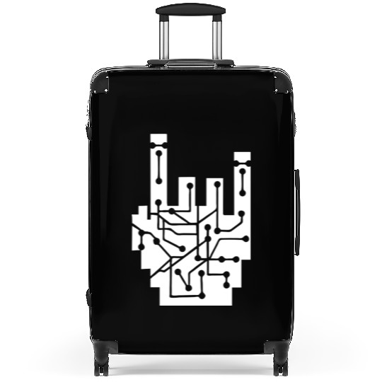 Heavy metal nerd electronic circuits hand gesture Suitcases