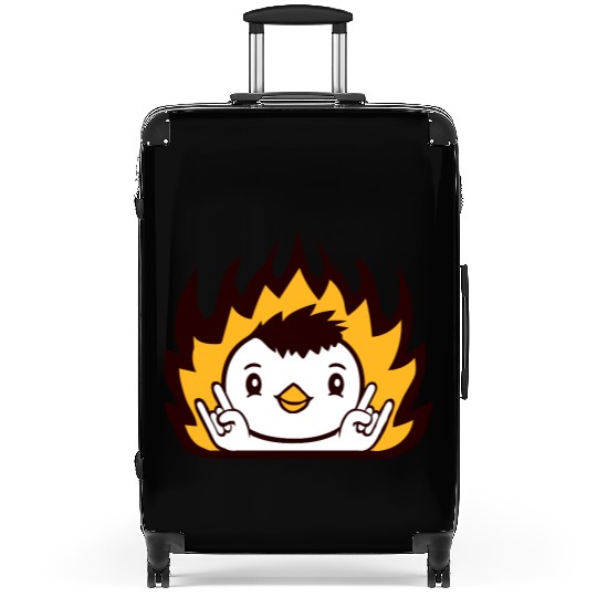 Fire Heavy Metal Duck Bird Chick Rock Hand Gesture Suitcases