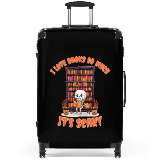 Halloween skeleton book lover reading adults Suitcases