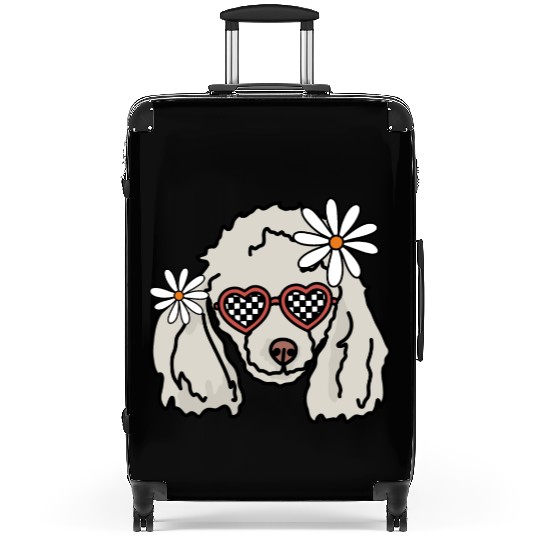 Poodle White Retro Dog Suitcases