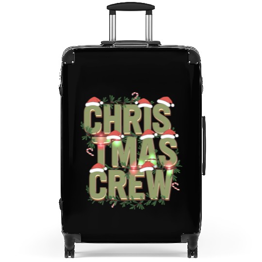 Christmas Crew with Santa Hats and Candy Canes Suitcases