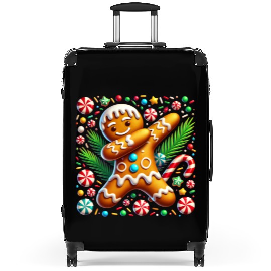 Dabbing Gingerbread Cookie Christmas Fun Suitcases