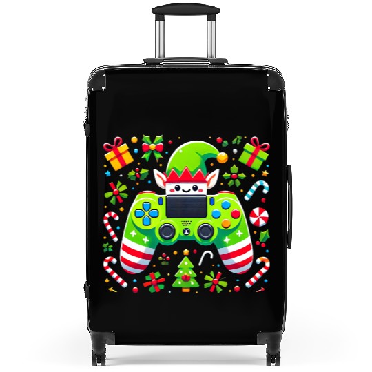 Christmas Elf Themed Gaming Controller Fun Suitcases