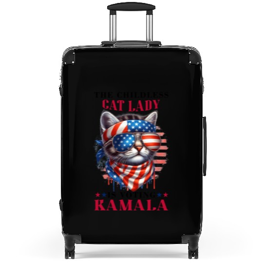 Childless Cat Lady Voting Kamala Harris Suitcases