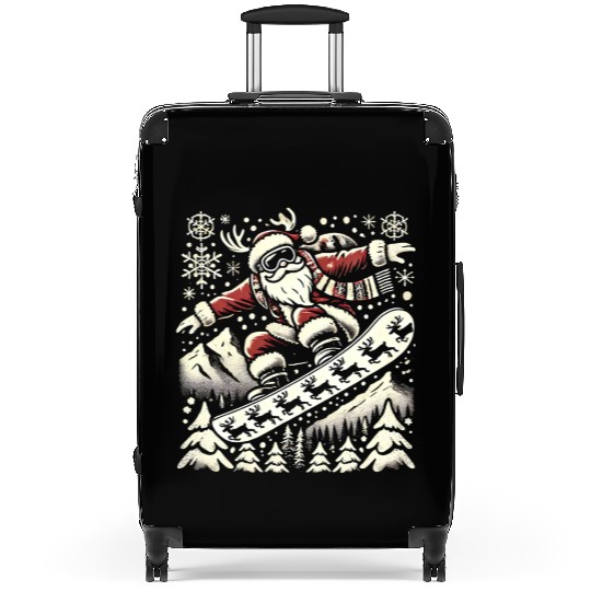 Snowboarding Santa Winter Wonderland Christmas Fun Suitcases