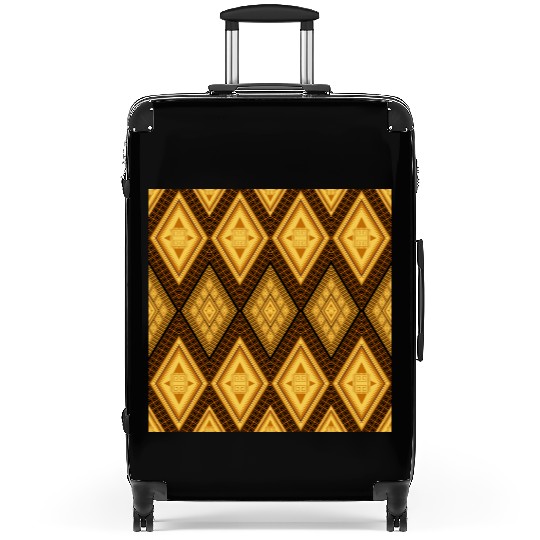 Ancient Gold Diamond Pattern, indigenous art Suitcases