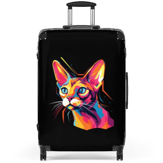 Cat Watercolor Colorful Abyssinian Cat Suitcases
