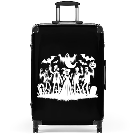 Fun Halloween Party With Zombies And Ghosts Suitcases