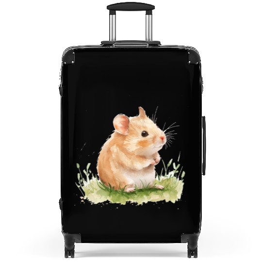 Cute Baby Hamster Watercolor Suitcases