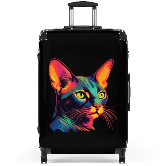 Cat Watercolor Colorful Abyssinian Cat Suitcases