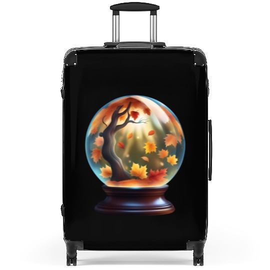 Autumn crystal ball. Suitcases