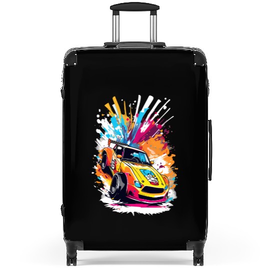 Retro Drift Car – animated Racing Splash Art Suitcases