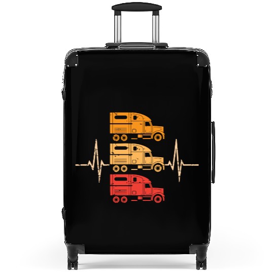 Truck driver heart beat Trucker Funny Truck Driver Suitcases