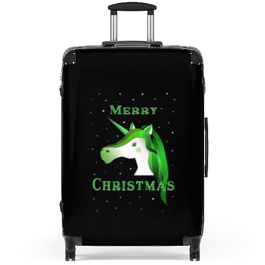 Festive Green Unicorn Christmas Design Suitcases