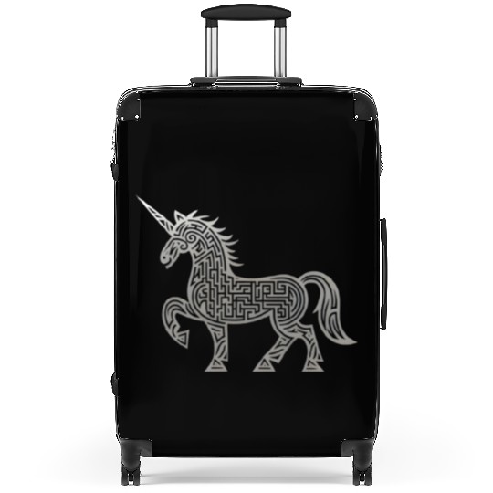 Celtic Unicorn Line Art Tattoo Suitcases