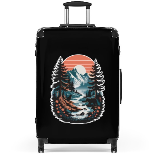Wildlife Forest Nature Trees Retro Outdoors Suitcases