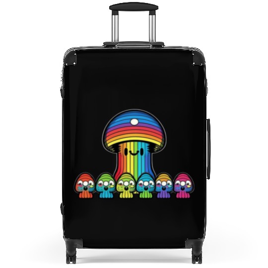 Trippy Rainbow Mushroom Mushies Suitcases