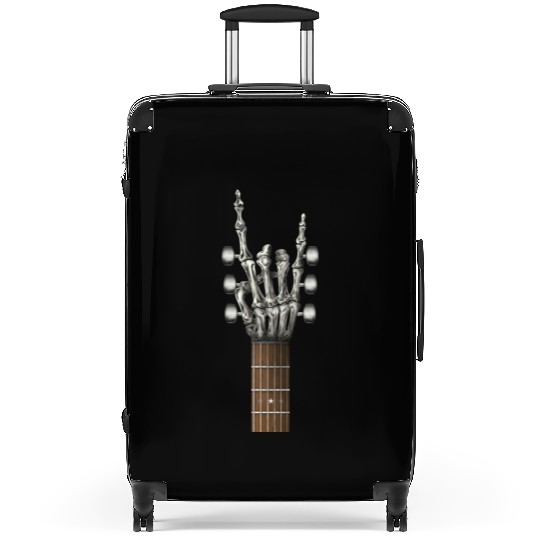 Rock On Guitar Neck Skeleton Hand Sign Rock & Roll Suitcases