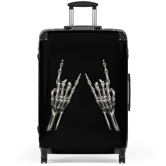 Rock On Rock Star Skeleton Hands Rocker Halloween Suitcases