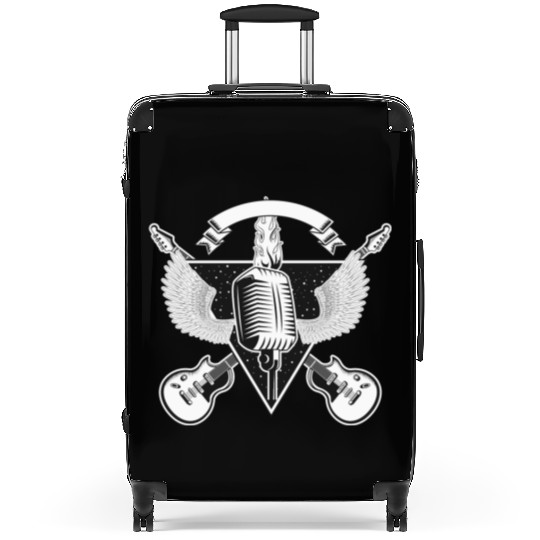 Rock and Roll vintage guitar and microphone Retro Suitcases