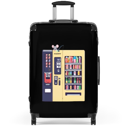 Japanese vending machine with little friend. Suitcases