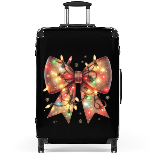 Christmas Light Coquette Bow Suitcases