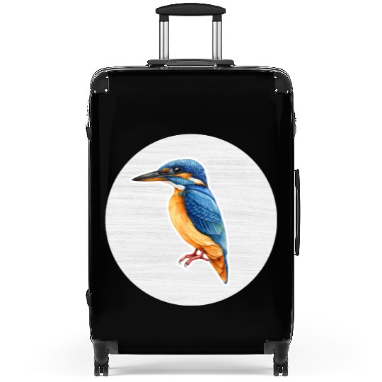 Kingfisher Watercolor Drawing Suitcases