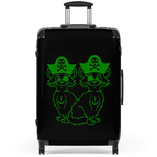 2 cute pirate cats captain costume friends team Suitcases
