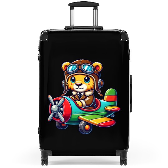 Lion pilot propeller airplane flying license fly Suitcases