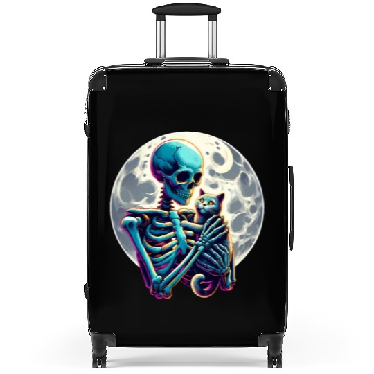 Skeleton Cute Cat Skull Kitty Halloween Suitcases
