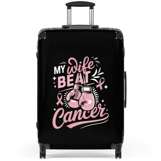 My Wife Beat Cancer Breast Cancer Awareness Suitcases