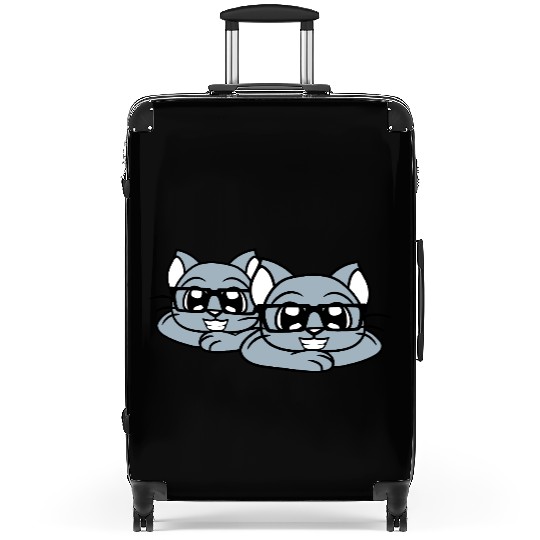 2 Nerd Cats Horn-rimmed Glasses Geek Smart Kitten Suitcases