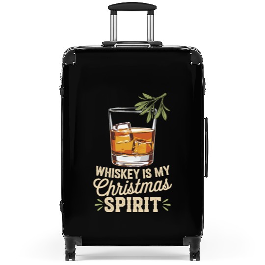 Whiskey Is My Christmas Spirit Cheer Suitcases