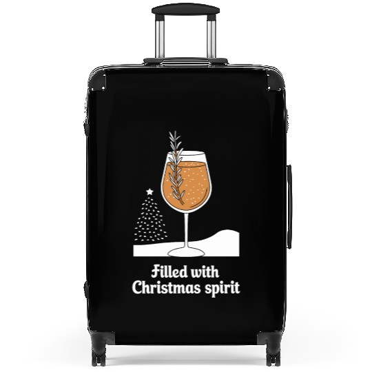 Filled with Christmas Spirit Festive Wine Glass Suitcases