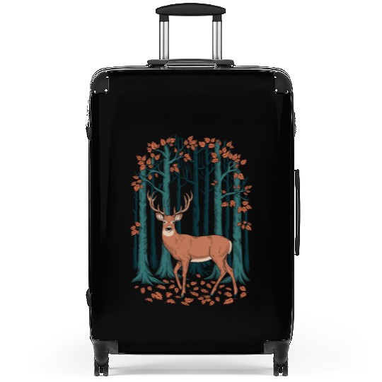 Cottagecore Deer and Autumn Forest Scene Suitcases