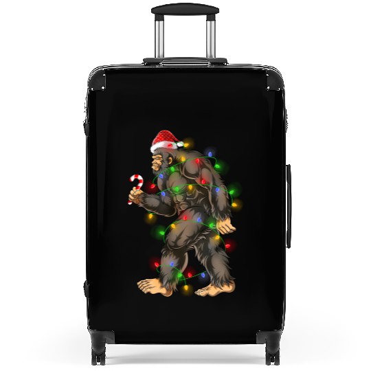 Bigfoot Sasquatch Yeti Candy Cane Christmas Suitcases