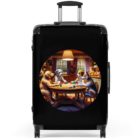 Dogs Playing Kitchen Poker Suitcases