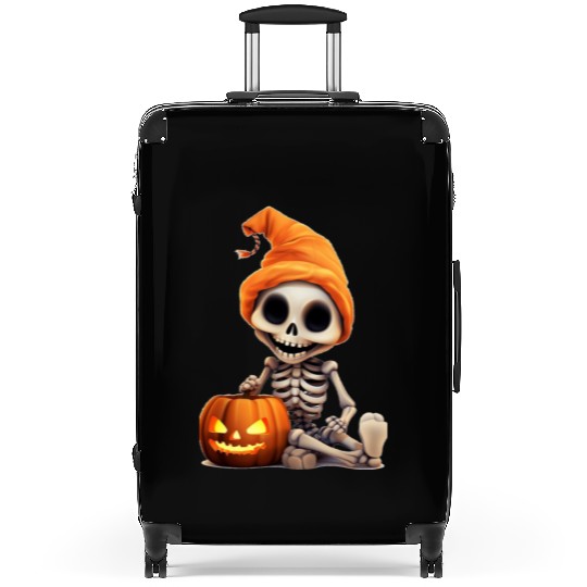 Skeleton celebrating Halloween Suitcases