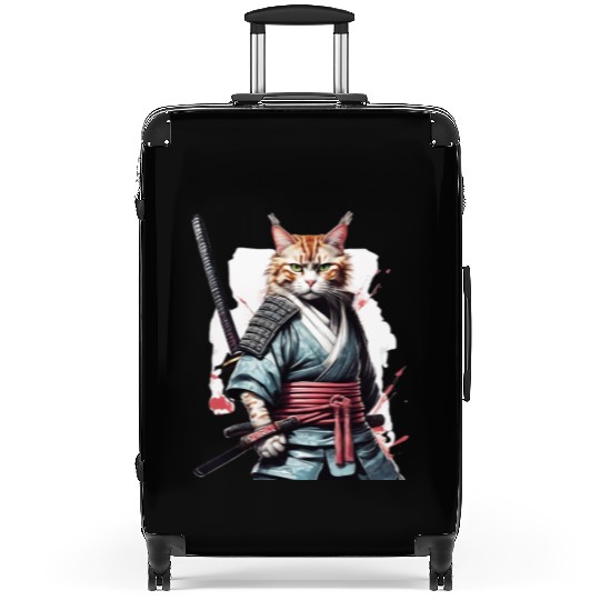 Fearless Samurai Cat Suitcases