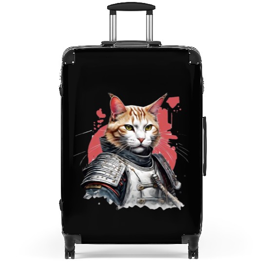 Samurai Cat in Armor Suitcases